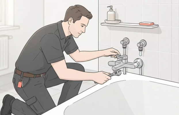 Mengkraan in de badkamer monteren en de waterleiding aansluiten