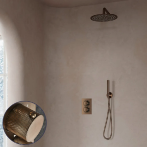 Saniclear Antique Curved inbouw regendouche met 30cm hoofddouche en muurarm verouderd messing - Loodgieter in hengelo