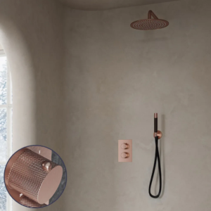 Saniclear Copper Curved Pro inbouw regendouche met 30cm hoofddouche en muurarm geborsteld koper - Loodgieter in hengelo