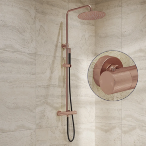 Saniclear Copper Curved Pro opbouw regendouche geborsteld koper met 30cm hoofddouche - Loodgieter in hengelo