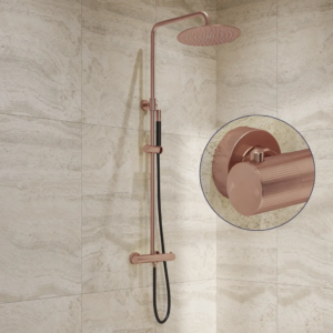Saniclear Copper Stripes Pro opbouw regendouche geborsteld koper met 30cm hoofddouche - Loodgieter in hengelo