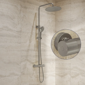 Saniclear Evolution Curved opbouw regendouche RVS met 20cm hoofddouche en 2 standen handdouche - Loodgieter in hengelo