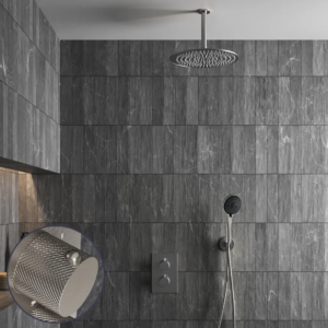Saniclear Exclusive Curved inbouw regendouche met 20cm hoofddouche, plafondarm en 3 standen handdouche RVS - Loodgieter in hengelo