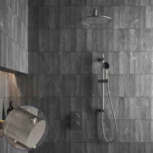 Saniclear Exclusive Curved inbouw regendouche met 30cm hoofddouche, muurarm, 3 standen handdouche en glijstang RVS - Loodgieter in hengelo