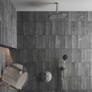Saniclear Exclusive Curved inbouw regendouche rond met 20cm hoofddouche, plafondarm en 3 standen handdouche RVS - Loodgieter in hengelo