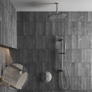 Saniclear Exclusive Curved inbouw regendouche rond met 20cm hoofddouche, plafondarm en glijstang RVS - Loodgieter in hengelo