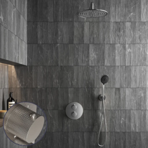 Saniclear Exclusive Curved inbouw regendouche rond met 30cm hoofddouche, muurarm en 3 standen handdouche RVS - Loodgieter in hengelo