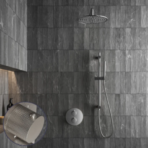Saniclear Exclusive Curved inbouw regendouche rond met 30cm hoofddouche, muurarm en glijstang RVS - Loodgieter in hengelo