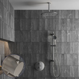 Saniclear Exclusive Curved inbouw regendouche rond met 30cm hoofddouche, plafondarm, 3 standen handdouche en glijstang RVS - Loodgieter in hengelo