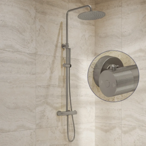 Saniclear Exclusive Curved opbouw regendouche RVS met 30cm hoofddouche - Loodgieter in hengelo