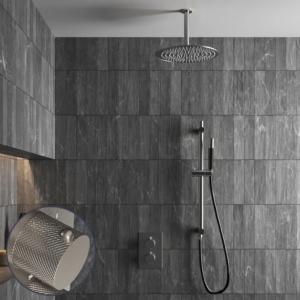 Saniclear Exclusive Curved Pro inbouw regendouche met 20cm hoofddouche, plafondarm en glijstang RVS - Loodgieter in hengelo