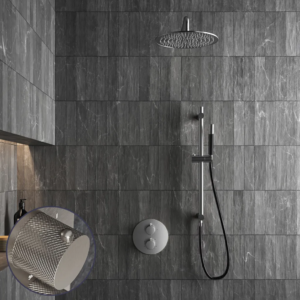 Saniclear Exclusive Curved Pro inbouw regendouche rond met 20cm hoofddouche, muurarm en glijstang RVS - Loodgieter in hengelo