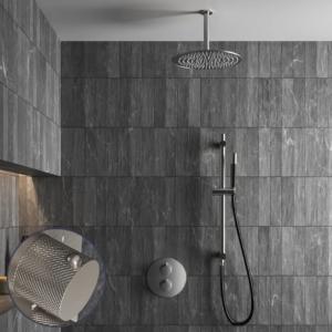 Saniclear Exclusive Curved Pro inbouw regendouche rond met 30cm hoofddouche, plafondarm en glijstang RVS - Loodgieter in hengelo