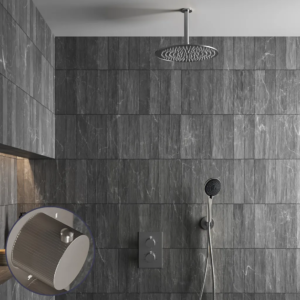 Saniclear Exclusive Stripes inbouw regendouche met 30cm hoofddouche, plafondarm en 3 standen handdouche RVS - Loodgieter in hengelo