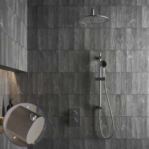 Saniclear Exclusive Stripes inbouw regendouche met 30cm hoofddouche, muurarm, 3 standen handdouche en glijstang RVS - Loodgieter in hengelo