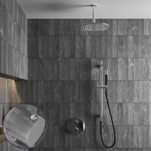 Saniclear Talpa Curved Pro inbouw regendouche rond met 30cm hoofddouche, plafondarm en glijstang chroom - Loodgieter in hengelo