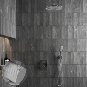 Saniclear Talpa Stripes inbouw regendouche met 20cm hoofddouche, muurarm en 2 standen handdouche chroom - Loodgieter in hengelo