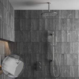 Saniclear Talpa Stripes inbouw regendouche met 30cm hoofddouche, plafondarm en glijstang chroom - Loodgieter in hengelo