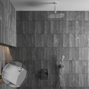 Saniclear Talpa Stripes inbouw regendouche met 30cm hoofddouche, plafondarm en 2 standen handdouche chroom - Loodgieter in hengelo