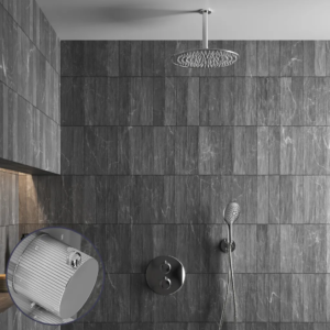 Saniclear Talpa Stripes inbouw regendouche rond met 20cm hoofddouche, plafondarm en 2 standen handdouche chroom - Loodgieter in hengelo