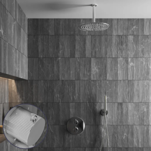 Saniclear Talpa Stripes inbouw regendouche rond met 20cm hoofddouche en plafondarm chroom - Loodgieter in hengelo
