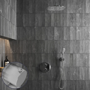 Saniclear Talpa Stripes inbouw regendouche rond met 20cm hoofddouche, muurarm en 2 standen handdouche chroom - Loodgieter in hengelo