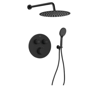 Sapho Smart Select Thermostatische inbouwdoucheset, 2 uitgangen, uitloop, mat zwart - Loodgieter in hengelo