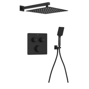 Sapho Smart Select Thermostatische inbouwdoucheset, 2 uitgangen, uitloop, mat zwart - Loodgieter in hengelo