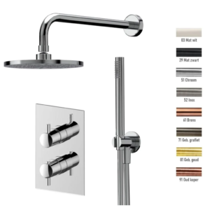 Xenz Duero - Douche inbouwset met staaf- en regendouche 20 cm oud koper. incl. tecbox - Loodgieter in hengelo