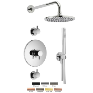 Xenz Duero - High flow douche inbouwset (thermostatisch), met 2 stopkranen, oud koper - Loodgieter in hengelo