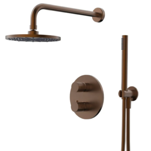 Xenz Esla - Douche inbouwset thermostatisch, PVD coating, brons incl. Tec-Box - Loodgieter in hengelo