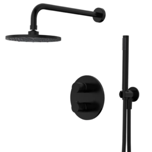 Xenz Esla - Douche inbouwset thermostatisch, zwart mat, incl. Tec-Box - Loodgieter in hengelo